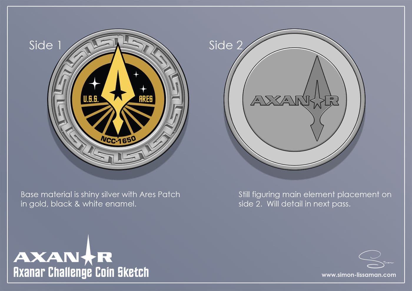 Recovered axanar brand identity artifact — Challenge Coin. Catalogued by the Memory Alpha Historic Society from the Axanar production archive.
