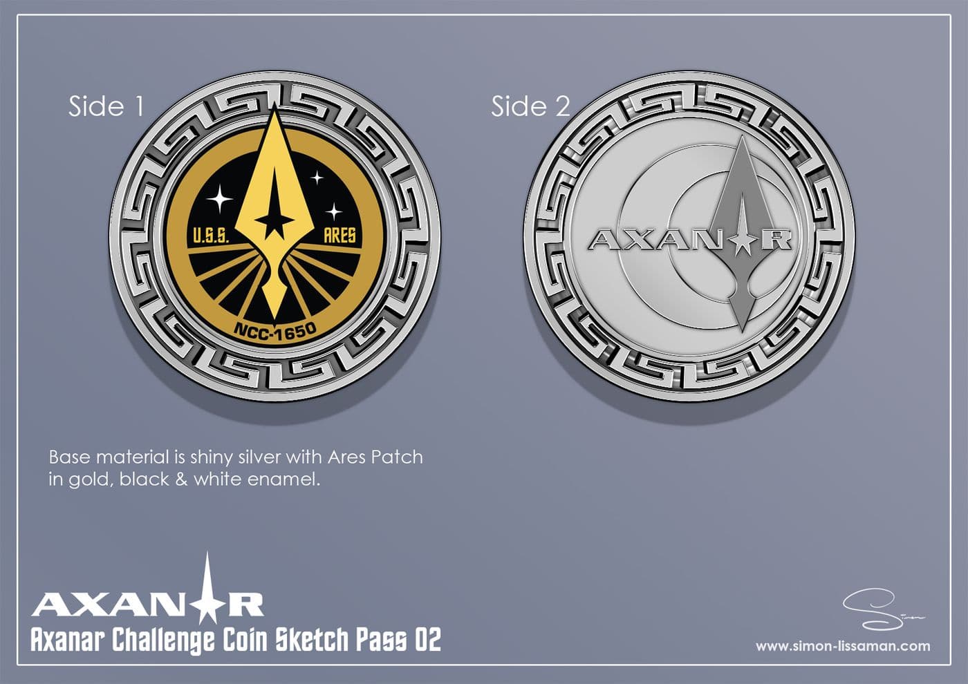 Challenge Coin Sketch Pass 02 — Axanar Brand Identity concept art