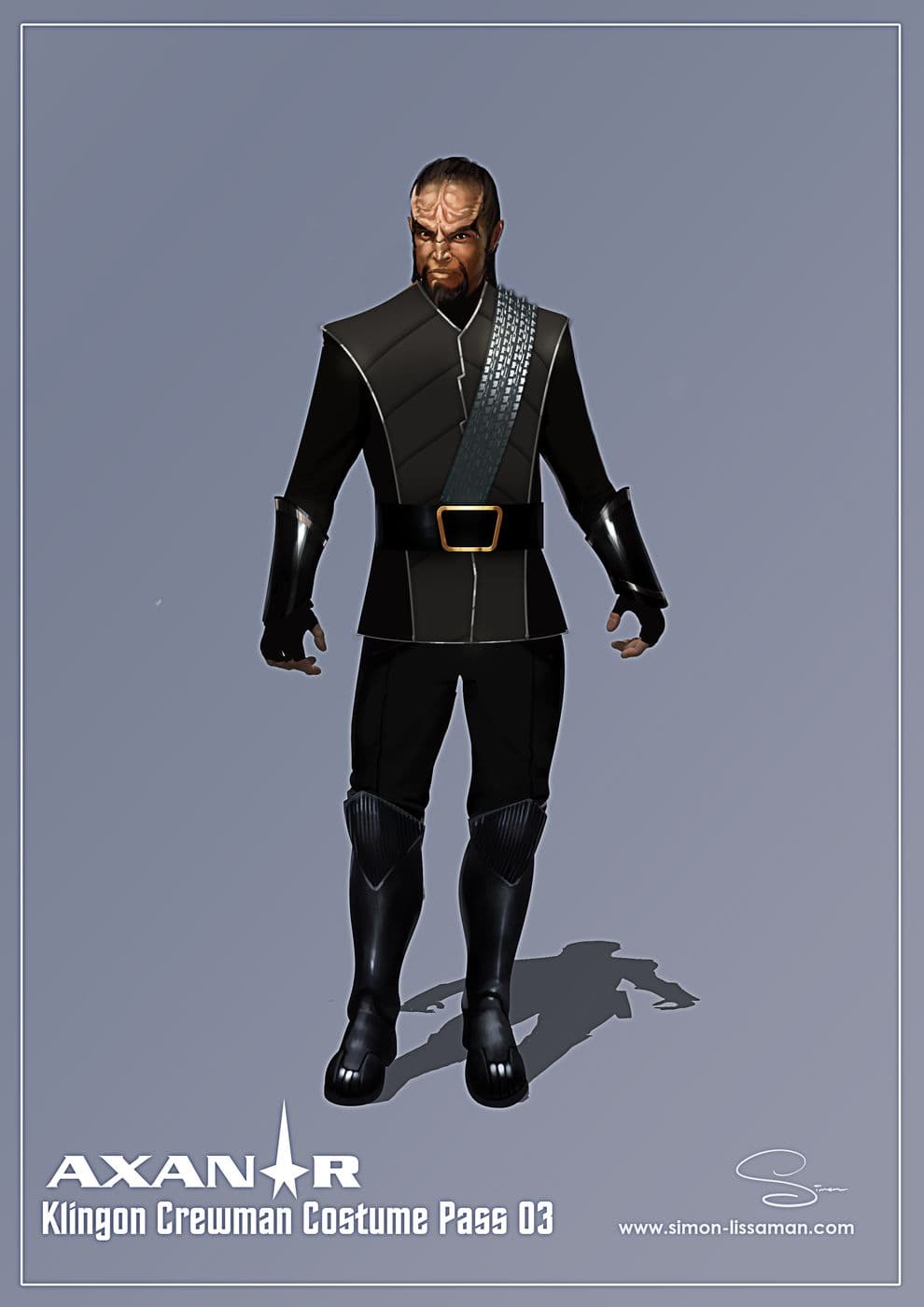Recovered klingon crew costume design artifact — Klingon Crew Costume pass03. Catalogued by the Memory Alpha Historic Society from the Axanar production archive.