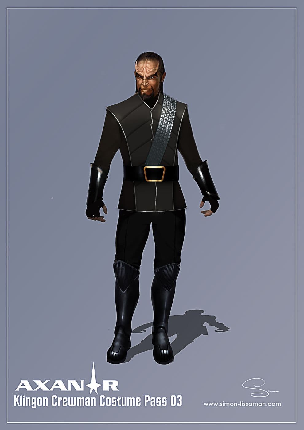 Recovered klingon crew costume design artifact — Klingon Crew Costume pass03a. Catalogued by the Memory Alpha Historic Society from the Axanar production archive.