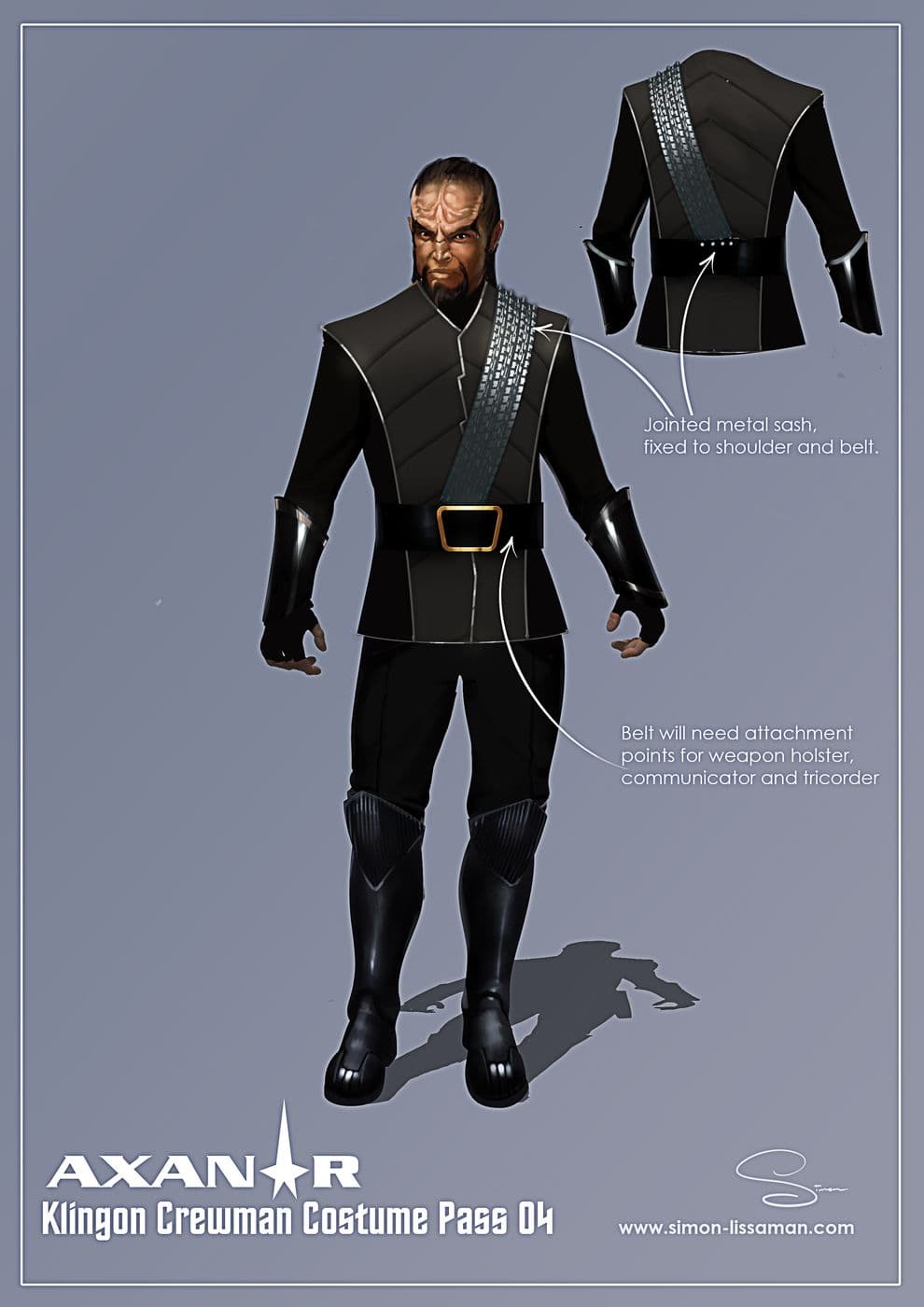 Recovered klingon crew costume design artifact — Klingon Crew Costume pass04. Catalogued by the Memory Alpha Historic Society from the Axanar production archive.