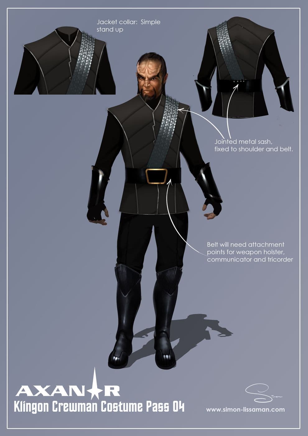 Recovered klingon crew costume design artifact — Klingon Crew Costume pass05. Catalogued by the Memory Alpha Historic Society from the Axanar production archive.