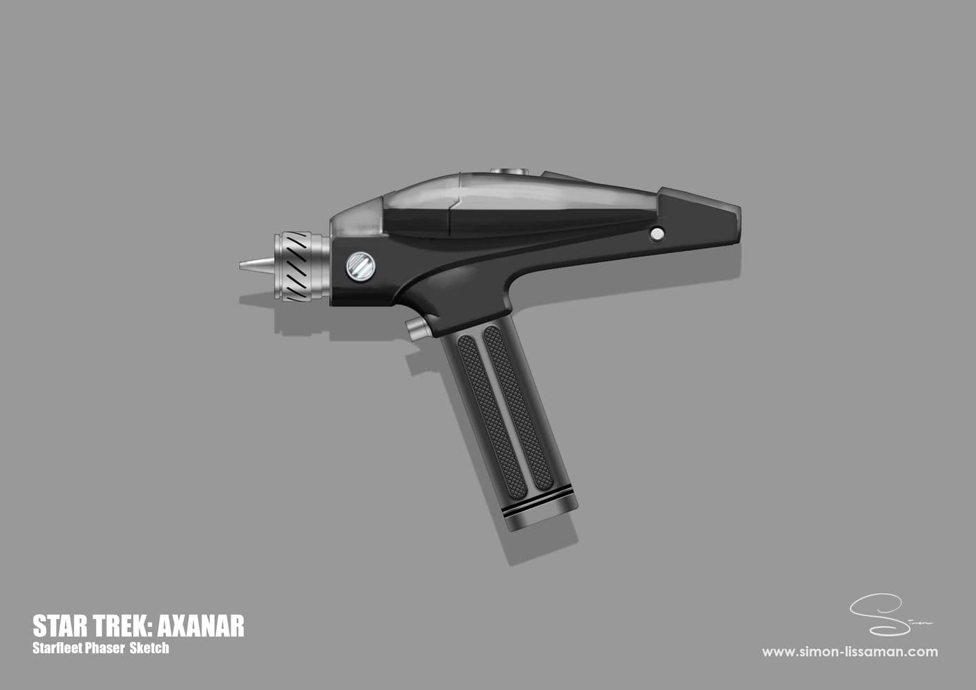 Recovered starfleet phaser design artifact — Starfleet Phaser Sketch Pass 03. Catalogued by the Memory Alpha Historic Society from the Axanar production archive.