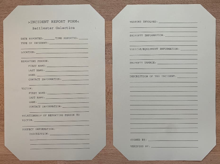 Battlestar Galactica Incident Report w/ COA