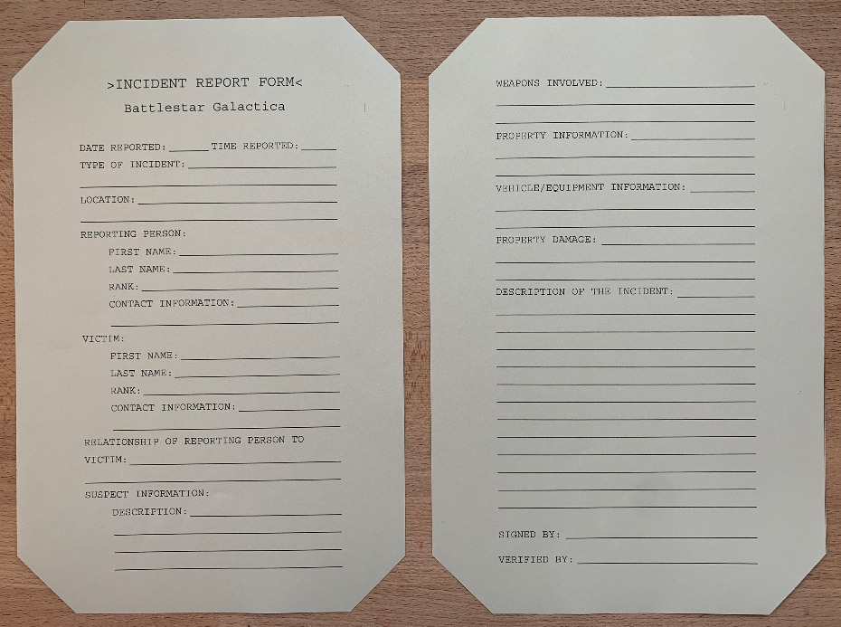 Battlestar Galactica Incident Report w/ COA